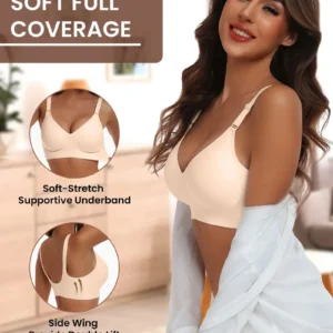 Comfortable Seamless Wireless Push-Up Bra - V Neck Design, Supportive Intimate Apparel For Women