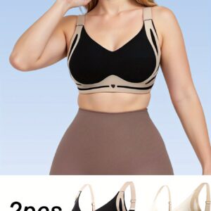 2-piece Seamless Color Matching Seamless Underwire Bra, Sexy Comfortable Push-up Bra, Women's Underwear And Panties