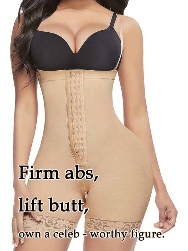 Women's High-Waist Shapewear Shorts, Nylon & Elastane Blend, Solid Color Knit Fabric, with Contrast Lace Detail, for Belly Control & Hip Lift, High Waisted Shorts
