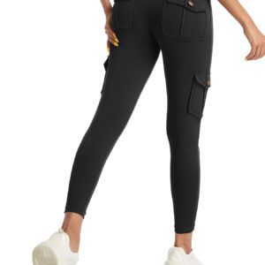 Women's High-Waisted Yoga Pants with Multi-Pocket Design – Stylish, Comfortable, and Durable for Running, Fitness Workouts, and Casual Attire – Black, High-Stretch Polyester Blend, Machine Washable