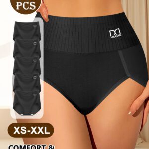 5PCS Solid High Waist Briefs Set - Soft, Seamless & Stretchy Underwear - Comfortable Womens Lingerie For Everyday Style
