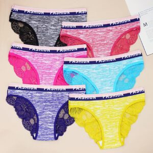6pcs Women's Cotton Bikini Panties - Ombre Color Gradient, Drop Waist, Soft Stretch Comfort, Minimalist Sporty Design for Everyday & Wear