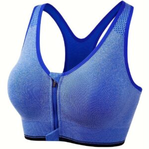 3pcs Plus Size Sports Bras Set, Women's Plus Front Zipper Padded Soft Comfort Running Yoga Bras 3pcs Set