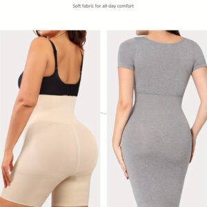 Women's High-Waist Tummy Control Shapewear Shorts - Seamless, Thigh Slimmer, Butt Lifting, Nylon/Spandex, Elegant Beige Color, Hand Washable, Everyday Slimming Shorts|Sleek Appearance|Nylon Spandex Blend